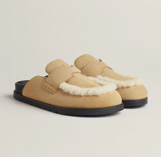 HERMES GO MULE ‘BROWN SHEARLING’